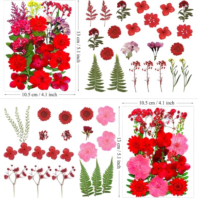 MIKIYA 88Pcs Red Dried Pressed Flowers - Image 5