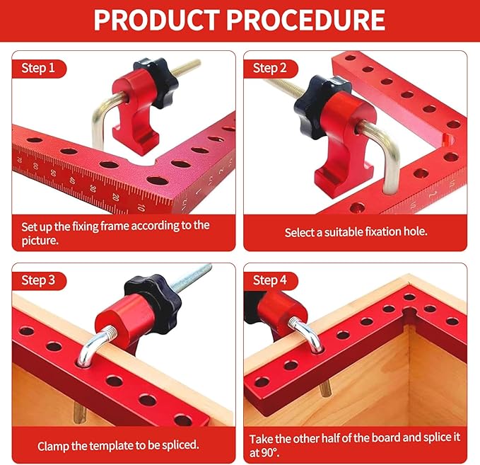 Corner Clamp for Woodworking, 90 Degree Clamp with Box, Right Angle Clamp Woodworking Tools, 4 Pack 5.5" x 5.5"Aluminum Alloy Positioning Clamping (Style 1)