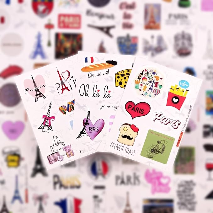 BulbaCraft 100Pcs Paris Sticker, French Stickers, Eiffel Tower Laptop Decals - Image 7