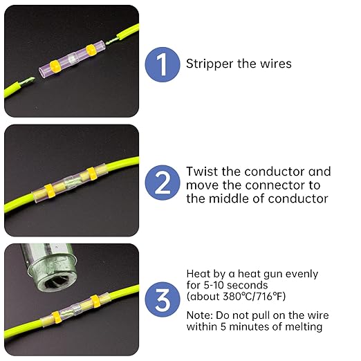 400PCS Solder Seal Wire Connectors, Heat Shrink Butt Connectors Solderstick Solder Stick Waterproof Wire Electrical Connector Kit for Marine Automotive Boat Truck Wire Joint (26-6 Gauge)