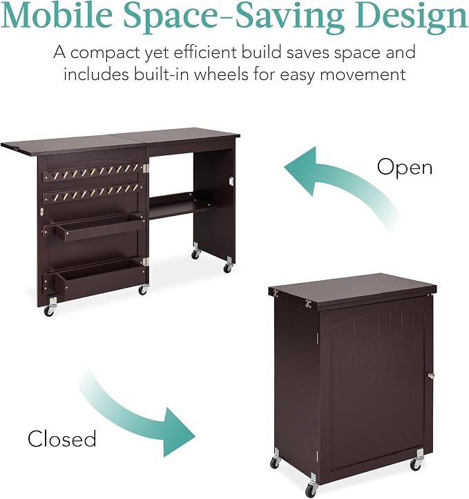 Best Choice Products Folding Sewing Table Multipurpose Craft Station & Side Desk - Image 6