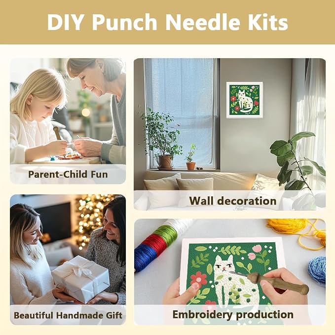 Doodlream Cat Leaf DIY Punch Needle Embroidery Kit - Image 4