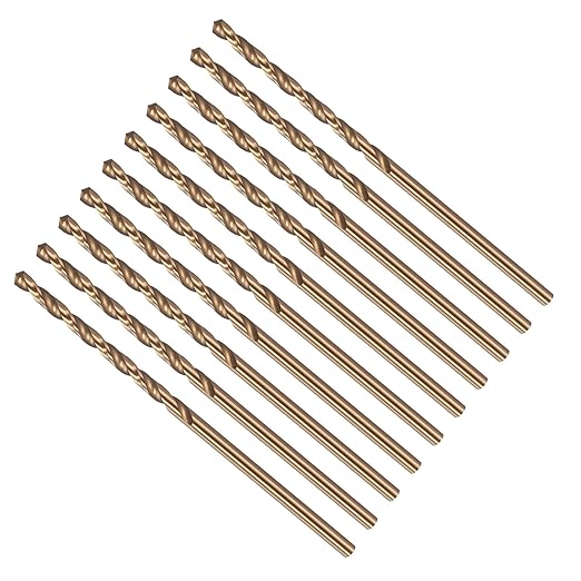 Drill Bit, #47 Cutting Diameter, 4341 HSS Gold Finish 118° Cutting Angle Number Jobber Bits - (Applications: for Drilling Soft Metal Plastic Wood), 10-Pieces
