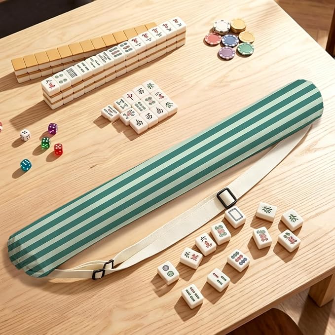 Green Striped Mahjong Mat Bag - Image 4