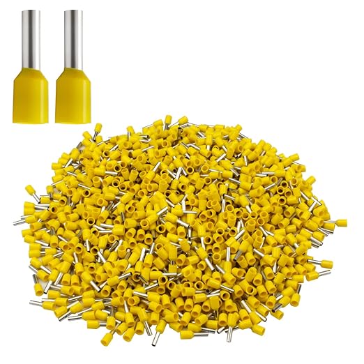 XHF 1000 PCS AWG 18/1.0mm² Wire Ferrules Insulated Copper Crimp Connectors, Crimp Pin Cord End Terminals Yellow