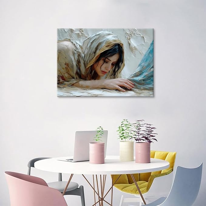 Jesus Heals the Girl Wall Art Woman Touches the Hem of Jesus' Skirt Wall Decor - Image 8
