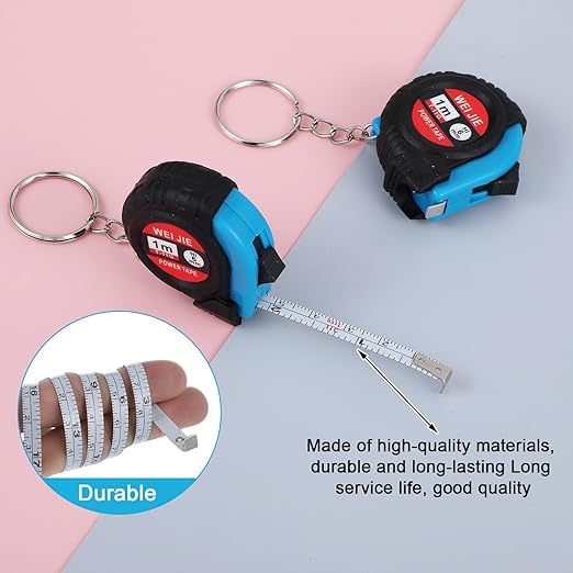 50 Pcs Mini Tape Measure Keychain 1 m/ 3 ft Retractable Pocket Etractable Small Measuring Tape Keychains with Lock Bulk Pocket Measuring Keychain for Construction Birthday Party Favors School Stuff