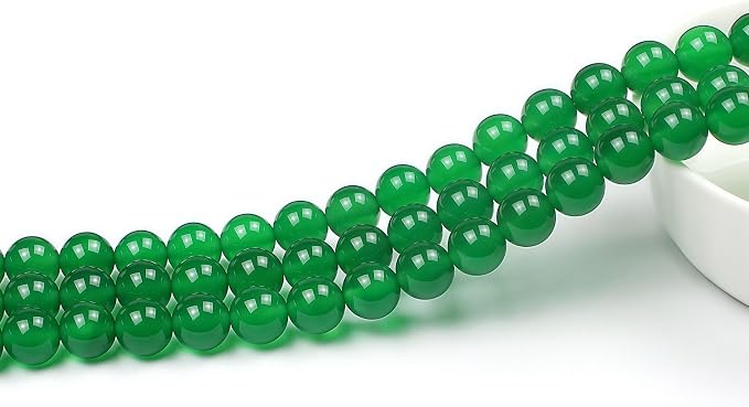 MJDCB 7A Natural Green Agate Beads Round Stone Loose Beads - Image 3