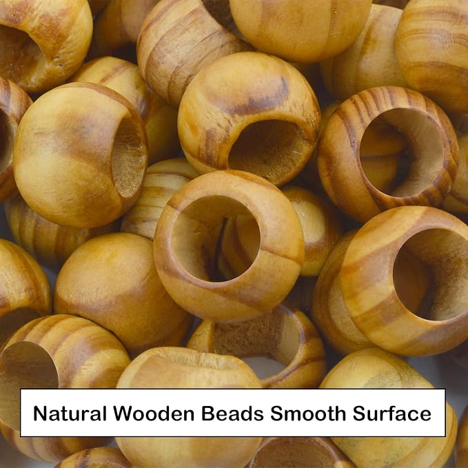 Natural Wooden Beads, 100 Pieces 20mm Diameter Round Loose Spacer Beads Large - Image 3