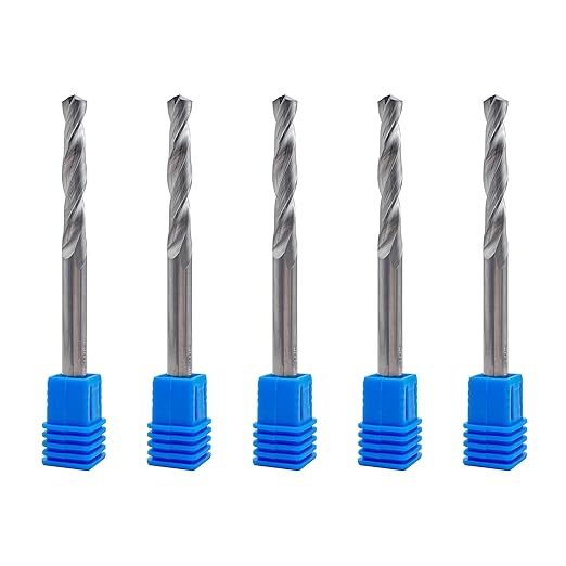 1/4" Solid Carbide Jobber Drill Bits with Straight Shank and 118° Point Angle, Made from K20 Tungsten Carbide,Applications: for Stainless Steel Alloy Metal, 5-Piece
