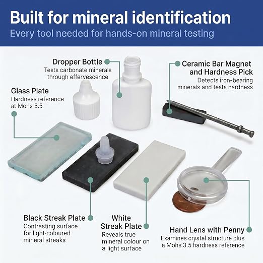 United Scientific™ Mineral ID Kit, 7 Piece Geology Rock Testing Tools | Mohs - Image 5