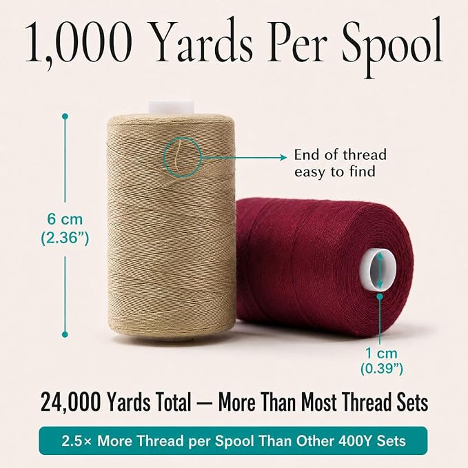 BlesSew Sewing Machine Thread – 24 Spools, 1000 Yards Each – All Purpose - Image 3