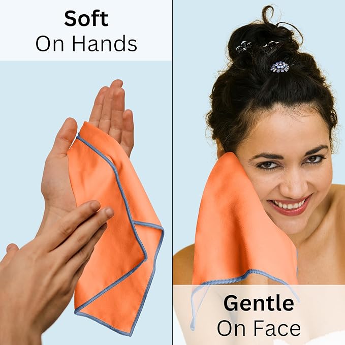 Backpacking Ultralight Quick Dry Microfiber Soft Fast Drying Hand and Face Towel Wash Cloth Camping Yoga Hiking Active Lifestyle Small (Orange, Small)