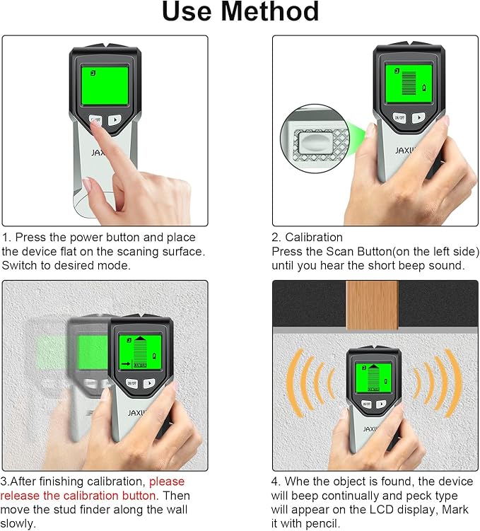Stud Finder Wall Scanner - 5 in 1 Stud Finder Tool w/Microprocessor Chip and HD LCD Display, Stud Detector Beam Finders for Center & Edge of Wood AC Wire Metal Studs Joist Pipe