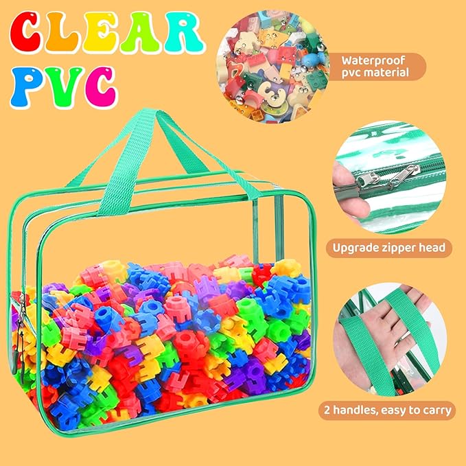 YOPCDJ 8 Packs 8 Colors Toy Storage Bags, Reusable Clear PVC Board Game Storage - Image 3