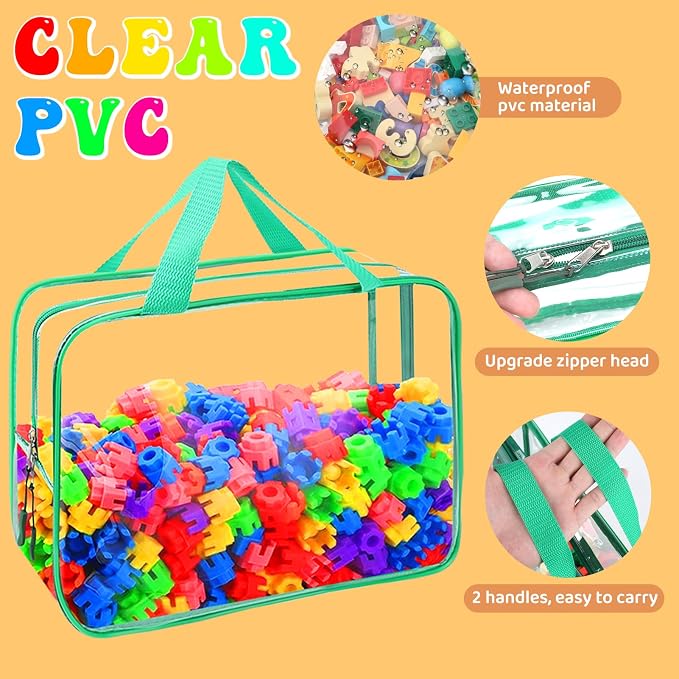 8 Packs 8 Colors Toy Storage Bags, Reusable Clear PVC Board Game Storage - Image 3