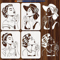 FINGERINSPIRE 4Pcs Perfume Woman Painting Stencil by FINGERINSPIRE