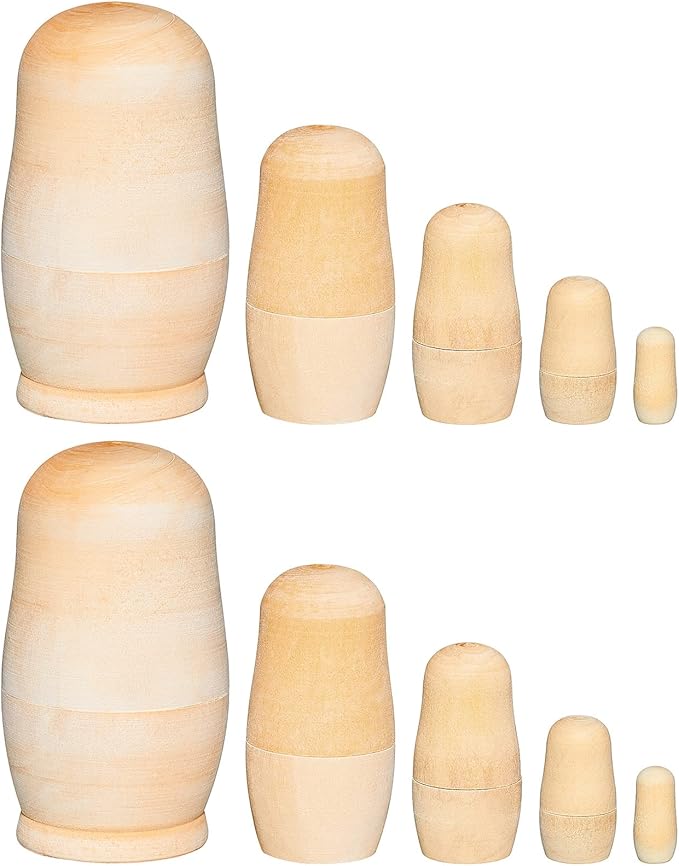 Chalyna 2 Sets Blank Russian Nesting Dolls Unfinished DIY Kit by Chalyna
