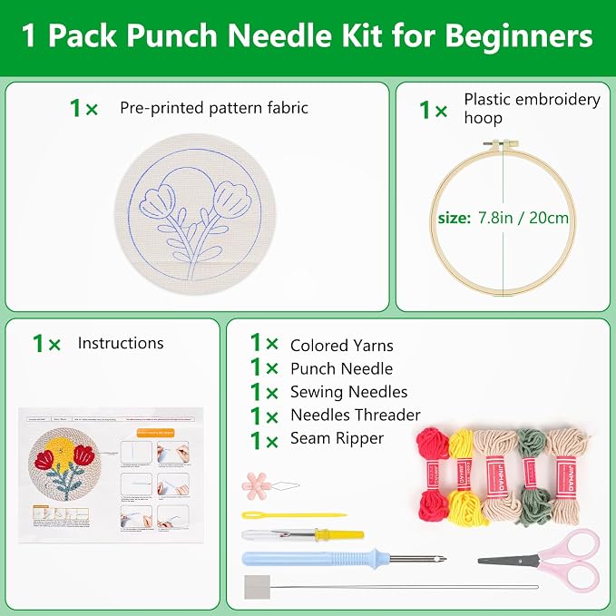 Enkor Punch Needle Kit Adults Beginner, Needle Punch Embroidery Kits Beginners - Image 2