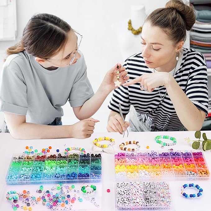 QUEFE Pony Beads for Bracelet Making Kit 64 Colors, Letter Beads and Elastic - Image 6