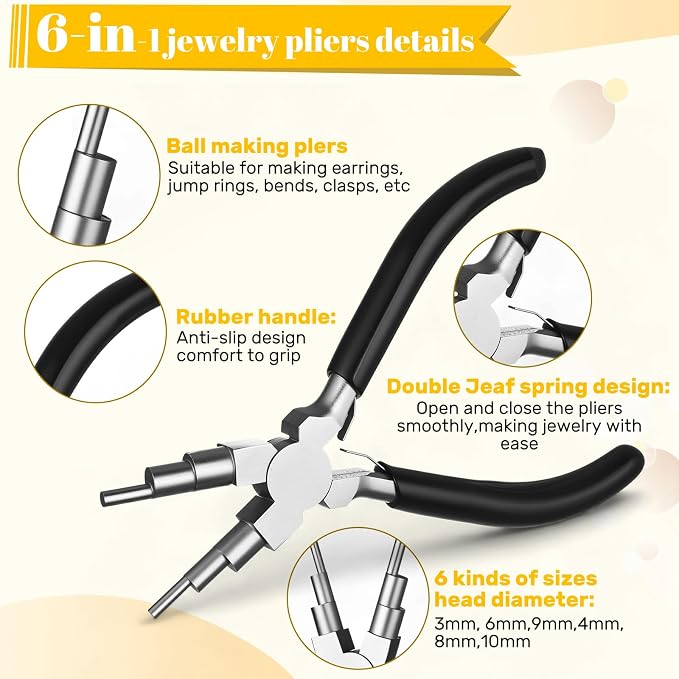 Mudder 2 Pieces Jewelry Making Tool Bail Making Pliers 6 in 1 Jewelry Wire - Image 3