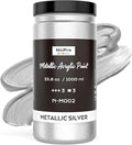 Nicpro Metallic Silver Acrylic Paint, 33.8oz/1000ml Large Silver Leaf Paint | by Nicpro