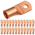 SELTERM 25pcs 1/0 AWG 1/4" Stud Battery Lugs, Ring Terminals, Heavy Duty Copper Wire Lugs, Battery Cable Ends, 0 Gauge Ring Terminal Connectors, UL Bare Copper Eyelets Electrical Battery Cable Lugs