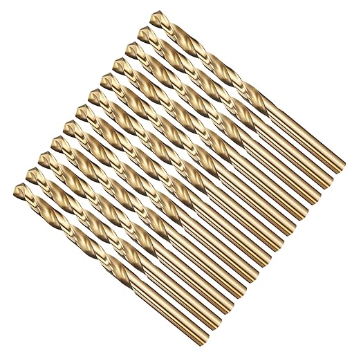 Drill Bit, 1/4" Cutting Diameter (6.35mm), 4241 HSS Black and Gold 118° Cutting Angle Versatile Jobber Bits - (Applications: for Drilling Plastic Wood Soft Thin Metal), 12-Pieces
