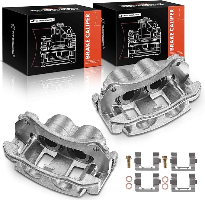 A-Premium Disc Brake Caliper Assembly with Bracket Compatible with Select Chevy, Pontiac and Saturn Models - Equinox 2005-2006, Torrent 2006, Vue 2004-2007 - Front Driver and Passenger Side, 2-PC Set