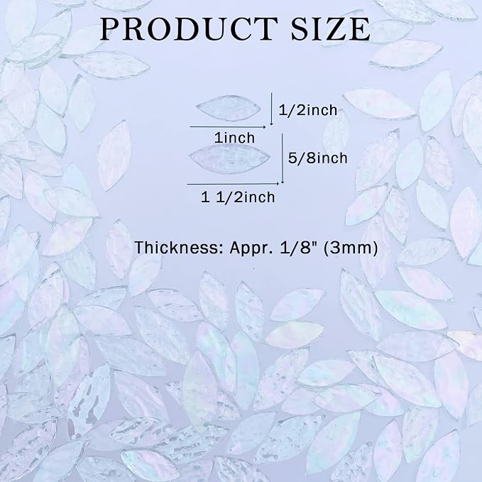 LITMIND 120 Pieces Iridescent Textured Transparent Mosaic Glass Petals & Leaves - Image 5