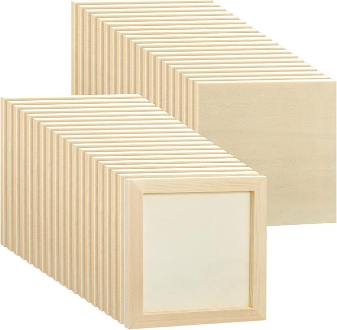 Kathfly 48 Pcs 6 x 6" Wood Panel Boards, Unfinished Wood Canvas Panels by Kathfly