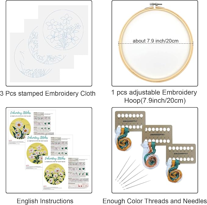 Louise Maelys 3 Pack Floral Embroidery Kit - Image 2