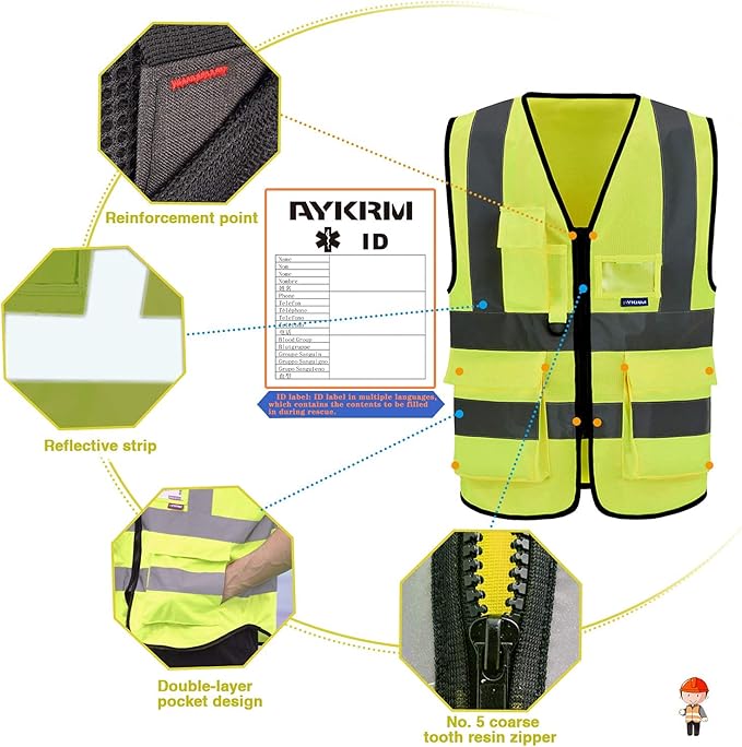 A-SAFETY 4XL-5XL Safety Vest big and tall Hi vis vest Yellow