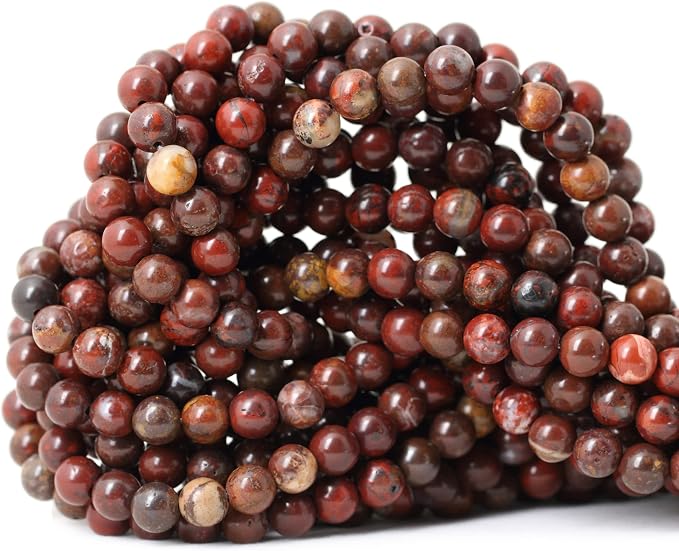 60PCS 6mm Natural Red Brecciated Jasper Gemstone Round Loose Beads Stone Beads by CHEAVIAN