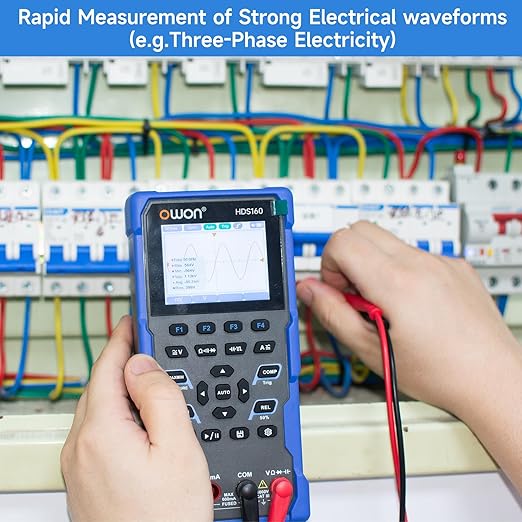 OWON Handheld Oscilloscope, Digital Multi Functional Oscilloscope Multimeters,60000 Counts Portable 2 in 1 Universal Test Instrument, with 2.8 inch IPS Screen Display 1CH 1Mhz Bandwidth HDS160