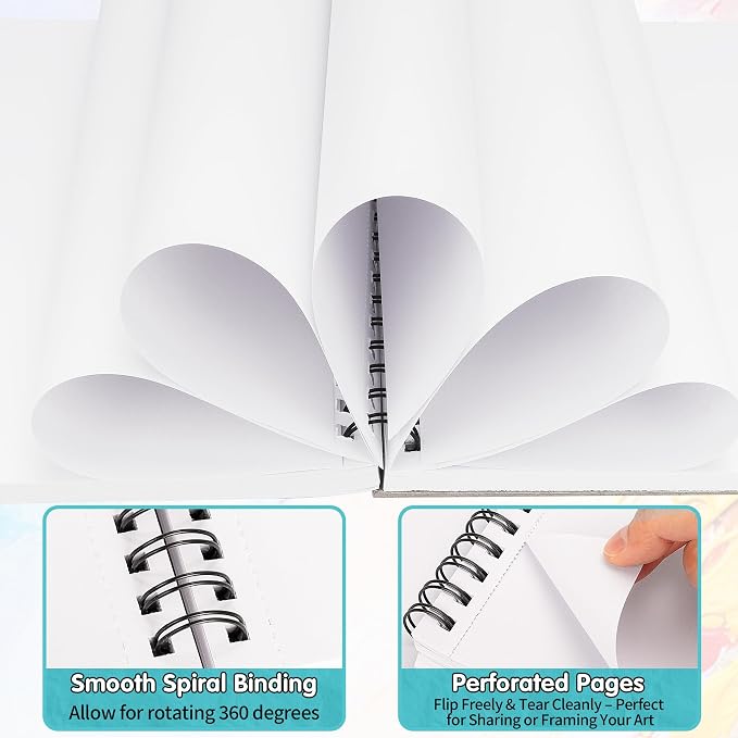 FIXSMITH 9"X12" Teal Sketch Book, 100 Sheets Spiral Sketchbook, Acid Free - Image 4