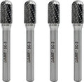 Tungsten Carbide Burr Cylinder Shape SC-3 with Radius End Double Cut Rotary Burr File, 4pcs by LU&MN