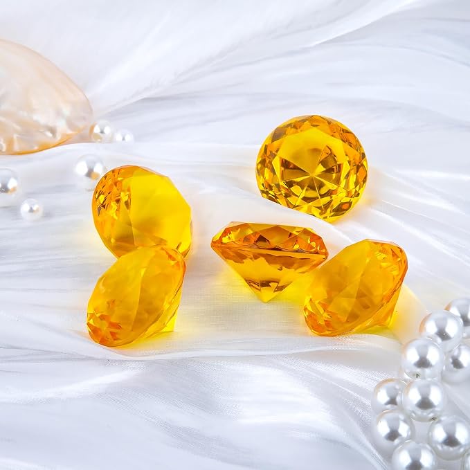 Niceup 26PCS Orange Fake Diamonds Big Gem Toys, 1.5in Pool Diving Gems Acrylic - Image 2