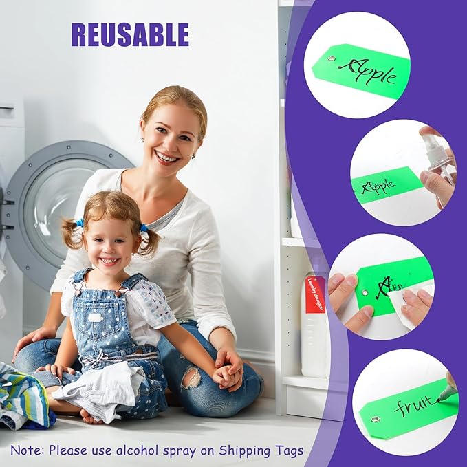 1000 PCS Plastic Shipping Tags with Wire, Waterproof Labeling Tags for Luggage, Inventory & Shelf, 5 Colors (Red, Yellow, Blue, Green, White), 4.72"x2.36", Includes 4 Markers and 1000 Iron Wires
