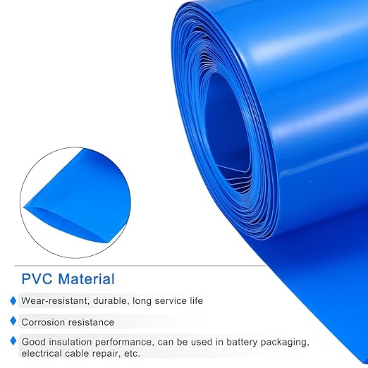 MECCANIXITY Battery Wrap PVC Heat Shrink Tubing 58mm Dia 90mm Flat 33 Feet(10meters) Blue Good Insulation for Battery Pack