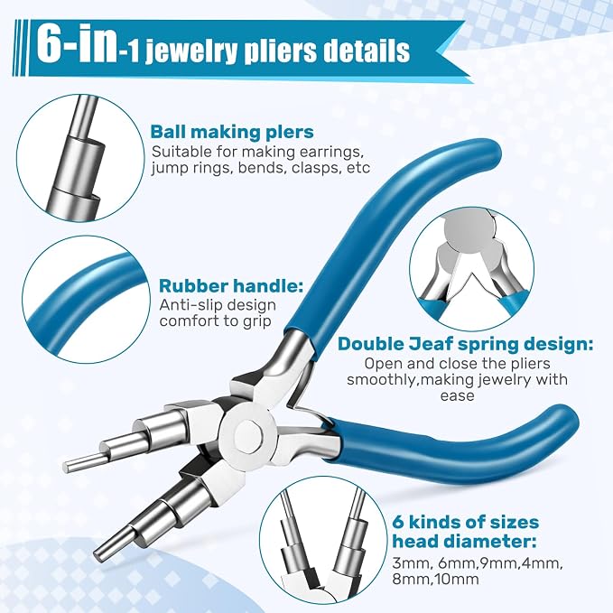 Mudder 2 Pieces Jewelry Making Tool Bail Making Pliers 6 in 1 Jewelry Wire - Image 3