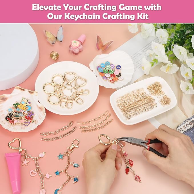 selizo 198Pcs Charms Lip Gloss Keychain Making Kit, DIY Craft Supplies - Image 7