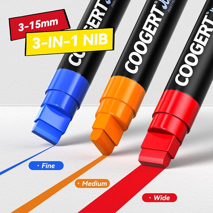 Coogert 12 Colors Jumbo Poster Markers, 15MM Thick Permanent Acrylic Graffiti - Image 2