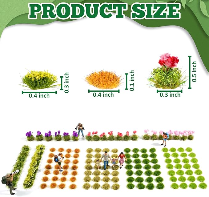 Warmtree 175 Pcs Static Grass Bushy Tufts Miniature Colorful Flower Cluster - Image 2