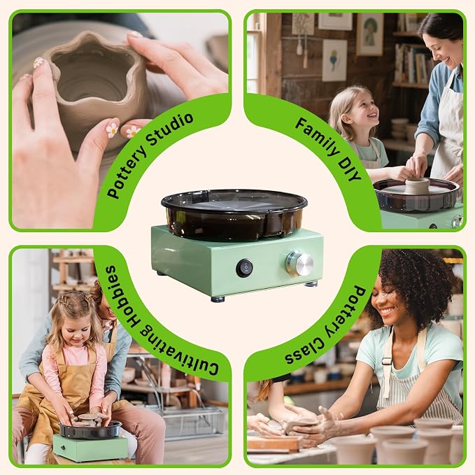 Mini Pottery Wheel for Kids, Teens | 6" Two-Way Rotation Clay Wheel, Removable - Image 9