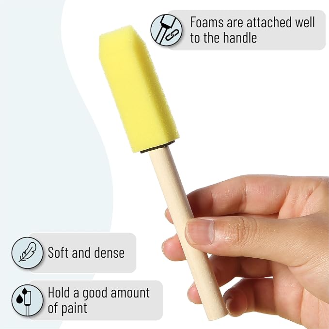 Bates- Foam Paint Brushes with Wood Handle, 1 Inch, 26 Pack, Sponge Brushes - Image 5