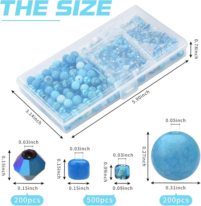 Rired 27 Assorted Craft Beads Bracelet Kit, Columbia Blue Bead Including 7 - Image 3