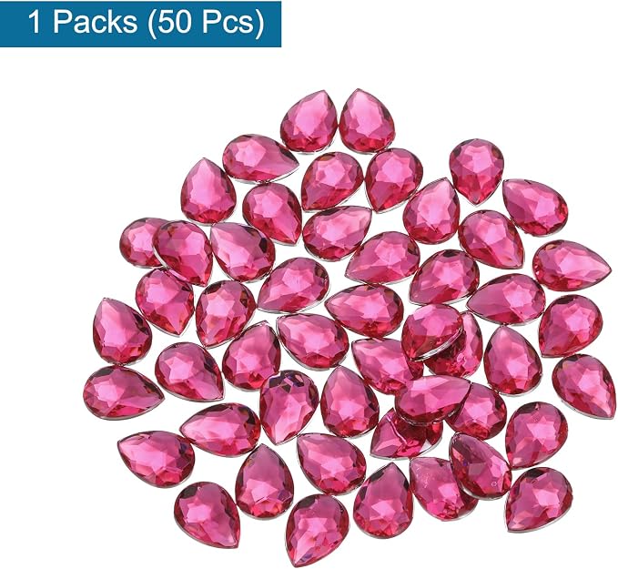 MECCANIXITY 50PCS Flat Back Acrylic Teardrop Gems 18x25mm Artificial Rhinestones - Image 3