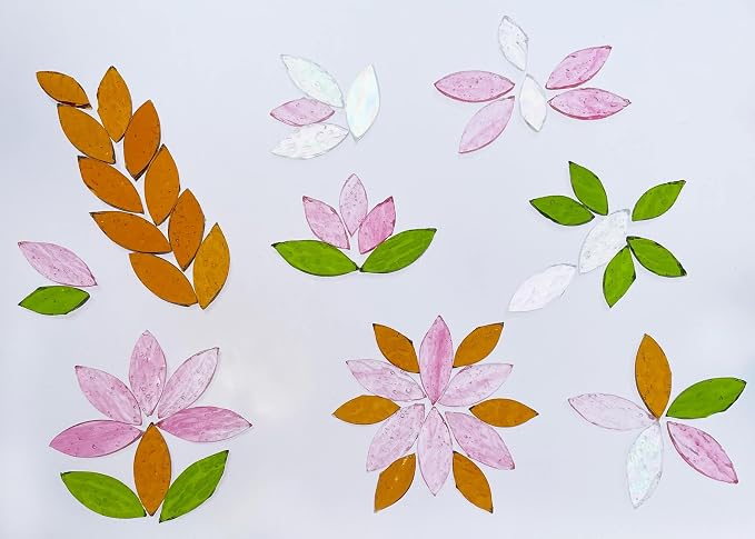 LITMIND 120 Pieces Brown Textured Transparent Mosaic Glass Petals & Leaves in 2 - Image 6