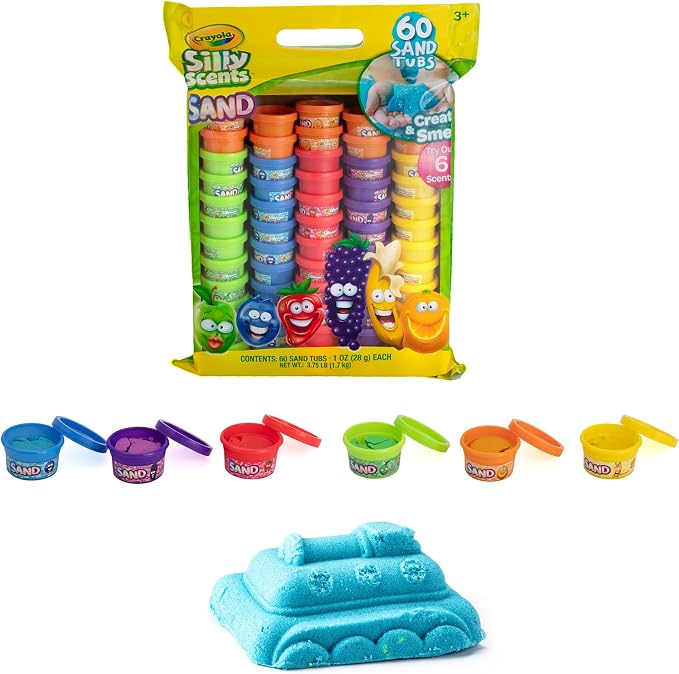 Crayola Silly Scents Play Sand – 60 Mini 1oz Tubs of Moldable Sensory Sand in 6 by Crayola
